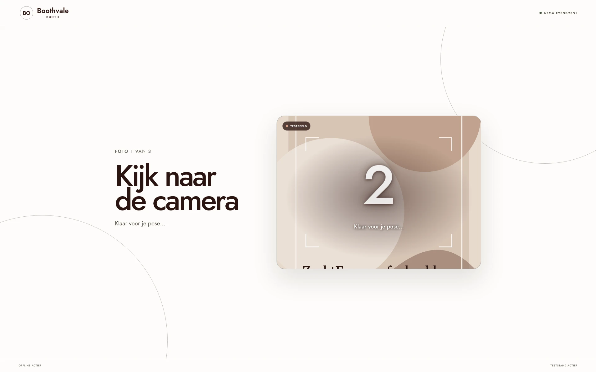 Opnamescherm met aftelklok tot de foto, simulatiemodus